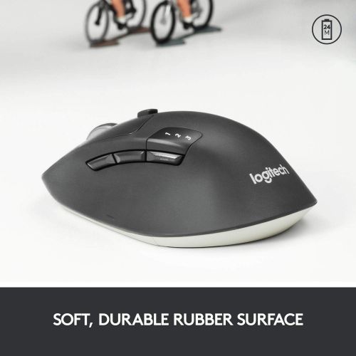 로지텍 Logitech M720 Triathalon Multi-Device Wireless Mouse  Easily Move Text, Images and Files Between 3 Windows and Apple Mac Computers Paired with Bluetooth or USB, Hyper-Fast Scrolli