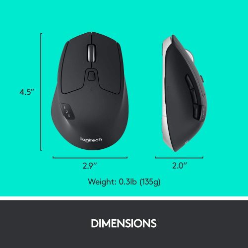 로지텍 Logitech M720 Triathalon Multi-Device Wireless Mouse  Easily Move Text, Images and Files Between 3 Windows and Apple Mac Computers Paired with Bluetooth or USB, Hyper-Fast Scrolli