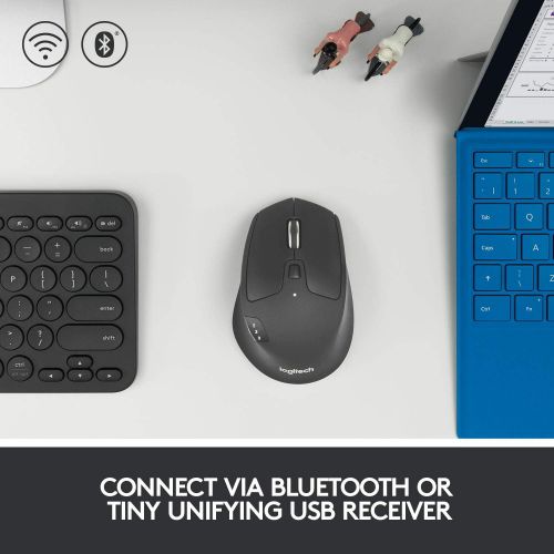 로지텍 Logitech M720 Triathalon Multi-Device Wireless Mouse  Easily Move Text, Images and Files Between 3 Windows and Apple Mac Computers Paired with Bluetooth or USB, Hyper-Fast Scrolli