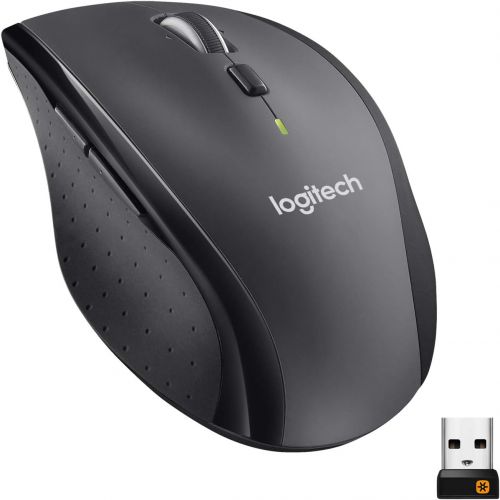 로지텍 Logitech M705 Marathon Wireless Mouse  Long 3 Year Battery Life, Ergonomic Sculpted Right-Hand Shape, Hyper-Fast Scrolling and USB Unifying Receiver, for Computers and laptops, Da