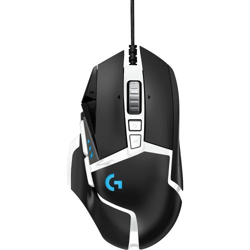 로지텍 Logitech G502 Hero High Performance Gaming Mouse Special Edition, Hero 16K Sensor, 16 000 DPI, RGB, Adjustable Weights, 11 Programmable Buttons, On-Board Memory, PC/Mac - Black/Whi