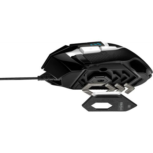 로지텍 Logitech G502 Hero High Performance Gaming Mouse Special Edition, Hero 16K Sensor, 16 000 DPI, RGB, Adjustable Weights, 11 Programmable Buttons, On-Board Memory, PC/Mac - Black/Whi