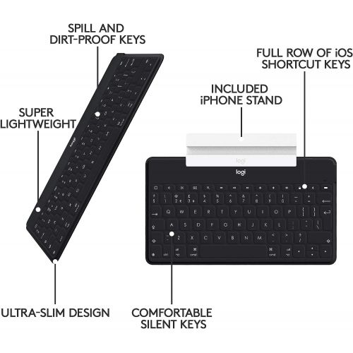 로지텍 Logitech Keys-to-Go Ultra-Portable, Stand-Alone Keyboard COMPATIBLE DEVICES all iOS devices including iPad, iPhone and Apple TV 920-006701