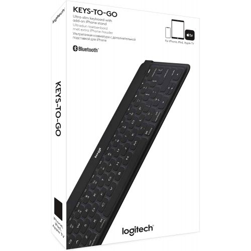 로지텍 Logitech Keys-to-Go Ultra-Portable, Stand-Alone Keyboard COMPATIBLE DEVICES all iOS devices including iPad, iPhone and Apple TV 920-006701