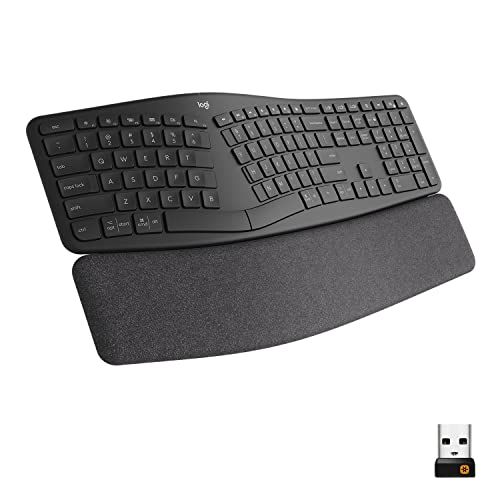 로지텍 Logitech Ergo K860 Wireless Ergonomic Keyboard with Wrist Rest - Split Keyboard Layout for Windows/Mac, Bluetooth or USB Connectivity