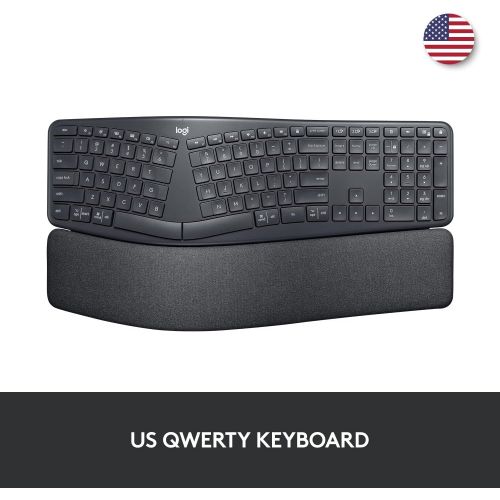 로지텍 Logitech Ergo K860 Wireless Ergonomic Keyboard with Wrist Rest - Split Keyboard Layout for Windows/Mac, Bluetooth or USB Connectivity