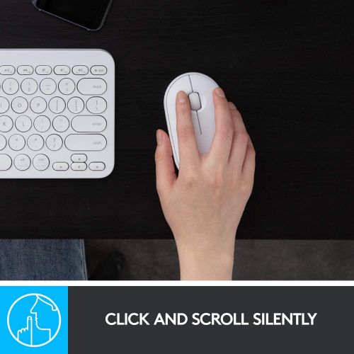 로지텍 Logitech Pebble M350 Wireless Mouse with Bluetooth or USB - Silent, Slim Computer Mouse with Quiet Click for Laptop, Notebook, PC and Mac - Off White