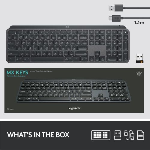 로지텍 Logitech MX Keys Advanced Wireless Illuminated Keyboard - Graphite