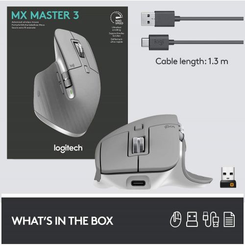 로지텍 Logitech MX Master 3 Advanced Wireless Mouse - Mid Grey