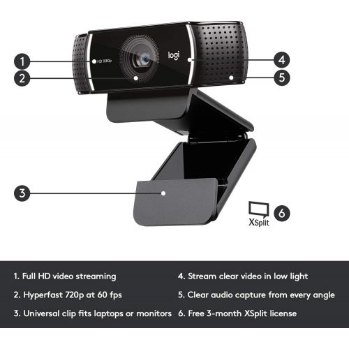 로지텍 Logitech C922x Pro Stream Webcam  Full 1080p HD Camera