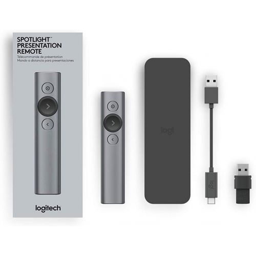 로지텍 (Discontinued) Logitech Spotlight Presentation Remote - Advanced Digital Highlighting with Bluetooth, Universal Compatibility, 30M Range and Quick Charging  Slate