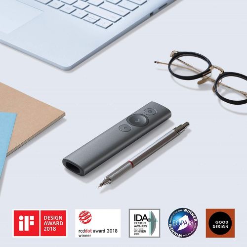 로지텍 (Discontinued) Logitech Spotlight Presentation Remote - Advanced Digital Highlighting with Bluetooth, Universal Compatibility, 30M Range and Quick Charging  Slate