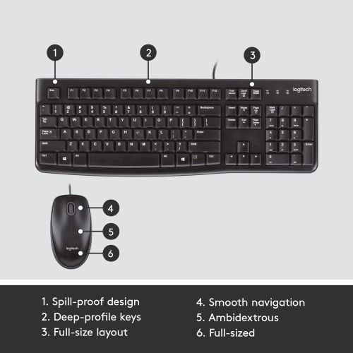 로지텍 Logitech Desktop MK120 Durable, Comfortable, USB Mouse and keyboard Combo