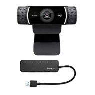 Logitech C922 Pro Stream 1080p Webcam with Knox 4-Port USB 3.0 Hub Bundle (2 Items)