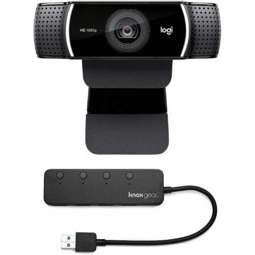 로지텍 Logitech C922 Pro Stream 1080p Webcam with Knox 4-Port USB 3.0 Hub Bundle (2 Items)