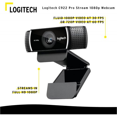 로지텍 Logitech C922 Pro Stream 1080p Webcam with Knox 4-Port USB 3.0 Hub Bundle (2 Items)