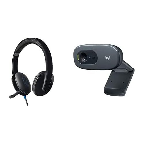 로지텍 Logitech High-Performance USB Headset H540 for Windows and Mac, Skype Certified & C270 Desktop or Laptop Webcam, HD 720p Widescreen for Video Calling and Recording