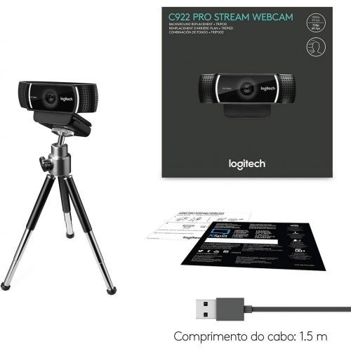 로지텍 Logitech C922 Pro Stream Webcam 1080P Camera for HD Video Streaming & Recording 720P at 60Fps with Tripod Included