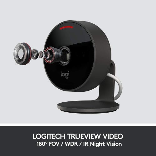 로지텍 Logitech Circle View Weatherproof Wired Home Security Camera with Logitech TrueView Video, 180° Wide Angle, 1080p HD, Night Vision, 2-Way Audio, Tilt for Privacy, Apple HomeKit Sec