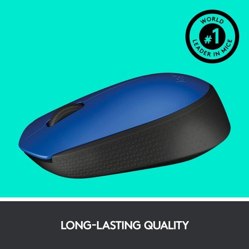 로지텍 Logitech M171 RF Wireless+USB Optical 1000DPI Ambidextrous Black,Blue mice