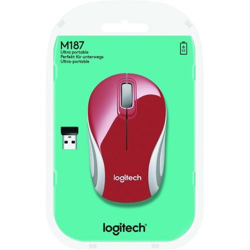 로지텍 Logitech M187 Wireless Mini Mouse Red