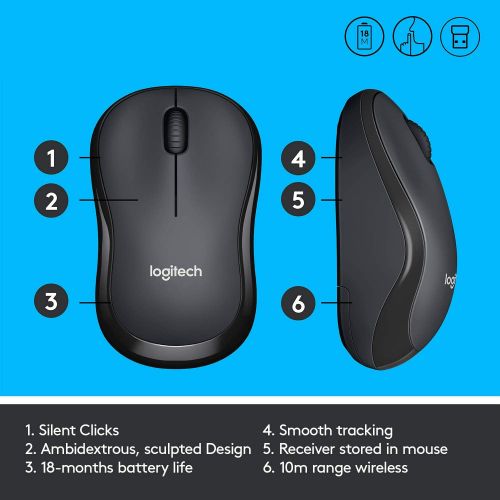 로지텍 Logitech M221 Silent Wireless Mouse- Charcoal