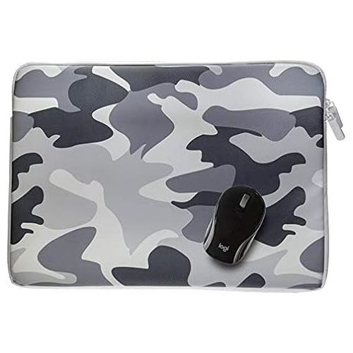 로지텍 Logitech Wireless Mini Mouse M187 & 14 Sleeve Bundle - Black/Gray Camo