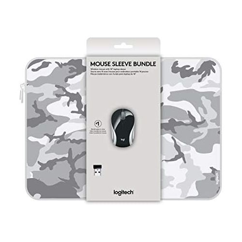 로지텍 Logitech Wireless Mini Mouse M187 & 14 Sleeve Bundle - Black/Gray Camo