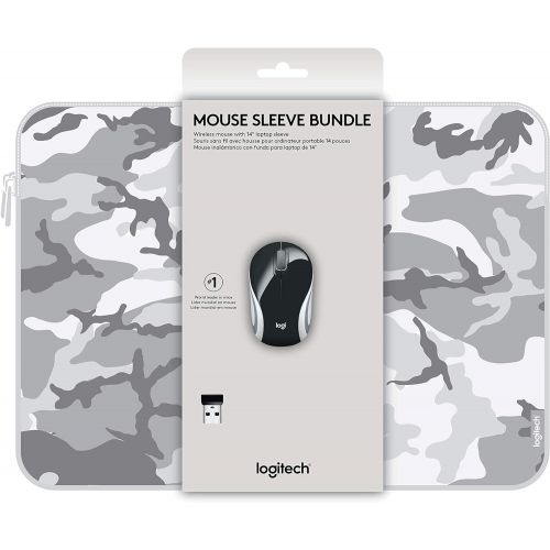 로지텍 Logitech Wireless Mini Mouse M187 & 14 Sleeve Bundle - Black/Gray Camo