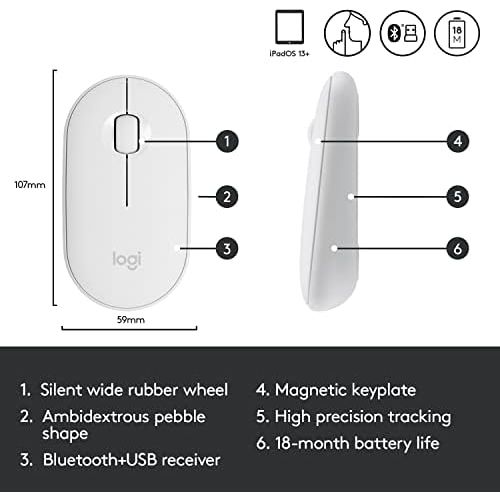 로지텍 Logitech Pebble i345 Wireless Bluetooth Mouse for iPad - Off White