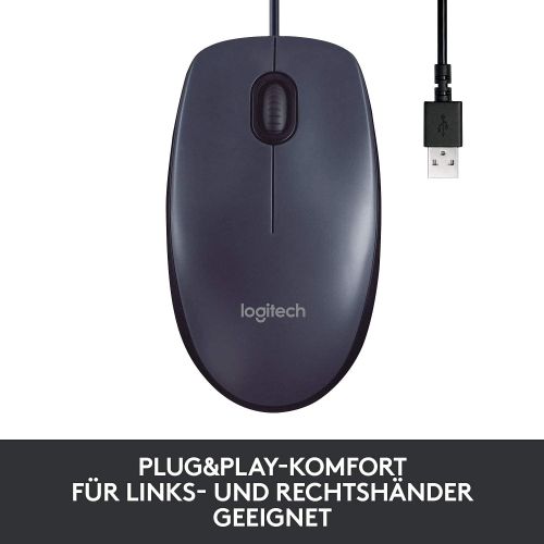 로지텍 Logitech M100, Corded mouse, Black, 910-005003