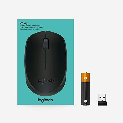 로지텍 Logitech M170 Wireless Mouse, 2.4 GHz with USB Mini Receiver, Optical Tracking, 12-Months Battery Life, Ambidextrous PC/Mac/Laptop - Black