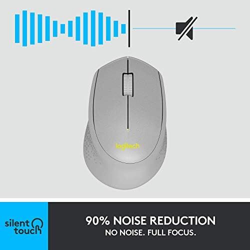 로지텍 Logitech M330 SILENT PLUS Wireless Mouse, 2.4GHz with USB Nano Receiver, 1000 DPI Optical Tracking, 2-year Battery Life, Compatible with PC, Mac, Laptop, Chromebook - Gray