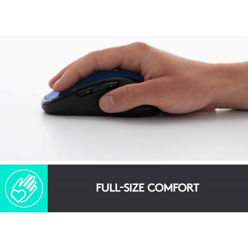 로지텍 Logitech M510 Wireless Computer Mouse ? Comfortable Shape with USB Unifying Receiver, with Back/Forward Buttons and Side-to-Side Scrolling, Blue