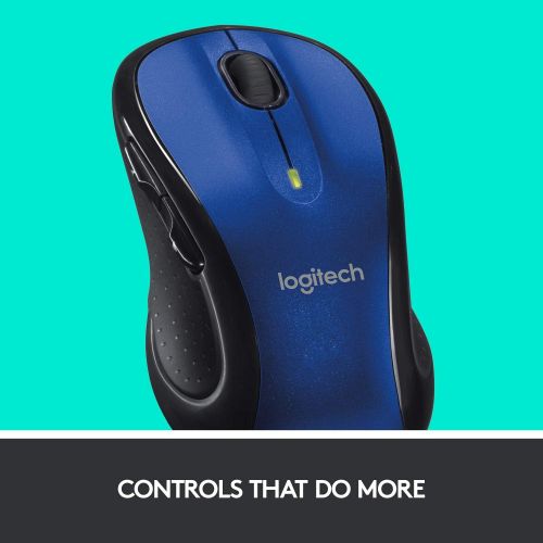 로지텍 Logitech M510 Wireless Computer Mouse ? Comfortable Shape with USB Unifying Receiver, with Back/Forward Buttons and Side-to-Side Scrolling, Blue