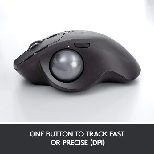 로지텍 Logitech MX Ergo Wireless Trackball Mouse Adjustable Ergonomic Design, Control and Move Text/Images/Files Between 2 Windows and Apple Mac Computers (Bluetooth or USB), Rechargeable