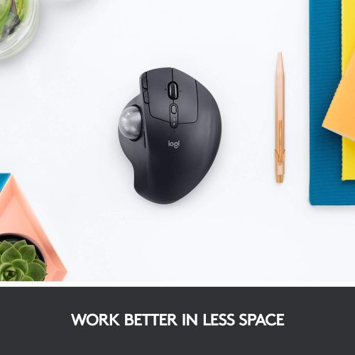 로지텍 Logitech MX Ergo Wireless Trackball Mouse Adjustable Ergonomic Design, Control and Move Text/Images/Files Between 2 Windows and Apple Mac Computers (Bluetooth or USB), Rechargeable