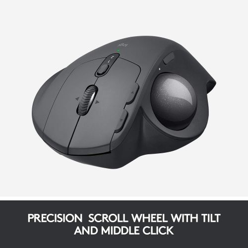 로지텍 Logitech MX Ergo Wireless Trackball Mouse Adjustable Ergonomic Design, Control and Move Text/Images/Files Between 2 Windows and Apple Mac Computers (Bluetooth or USB), Rechargeable