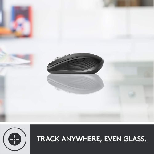 로지텍 Logitech MX Anywhere 3 Compact Performance Mouse, Wireless, Comfort, Fast Scrolling, Any Surface, Portable, 4000DPI, Customizable Buttons, USB-C, Bluetooth - Graphite