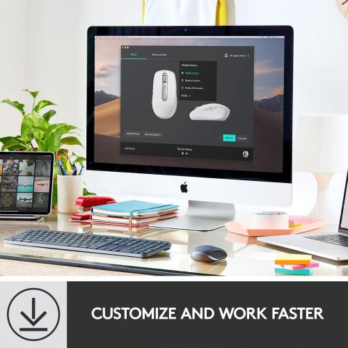 로지텍 Logitech MX Anywhere 3 Compact Performance Mouse, Wireless, Comfort, Fast Scrolling, Any Surface, Portable, 4000DPI, Customizable Buttons, USB-C, Bluetooth - Graphite