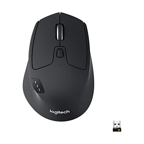 로지텍 Logitech M720 Triathlon Multi-Device Wireless Mouse, Bluetooth, USB Unifying Receiver, 1000 DPI, 6 Programmable Buttons, 2-Year Battery, Compatible with Laptop, PC, Mac, iPadOS - B