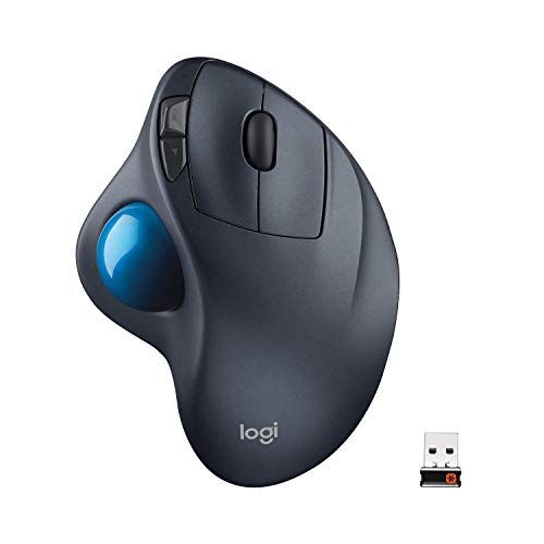 로지텍 Logitech M570 Wireless Trackball Mouse ? Ergonomic Design with Sculpted Right-Hand Shape, Compatible with Apple Mac / Microsoft, USB Unifying Receiver, Dark Gray (Discontinued by M