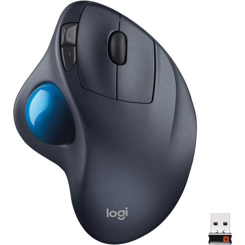 로지텍 Logitech M570 Wireless Trackball Mouse ? Ergonomic Design with Sculpted Right-Hand Shape, Compatible with Apple Mac / Microsoft, USB Unifying Receiver, Dark Gray (Discontinued by M