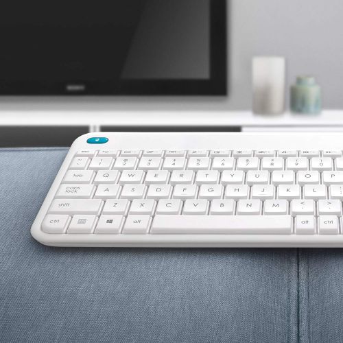로지텍 Logitech K400 Plus Keyboard, German Wireless Touch, White, 920-007128 (Wireless Touch, White)