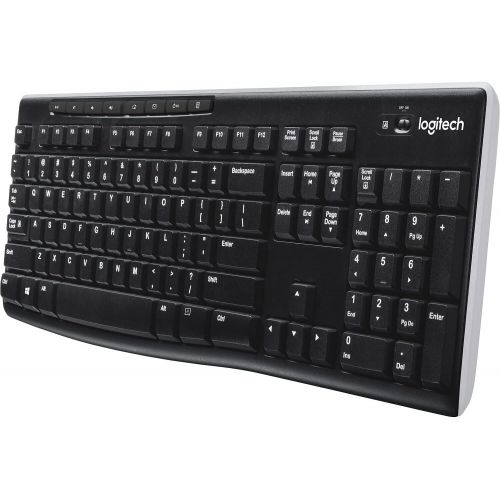 로지텍 Logitech 920003051 K270 Wireless Keyboard, USB Unifying Receiver, Black