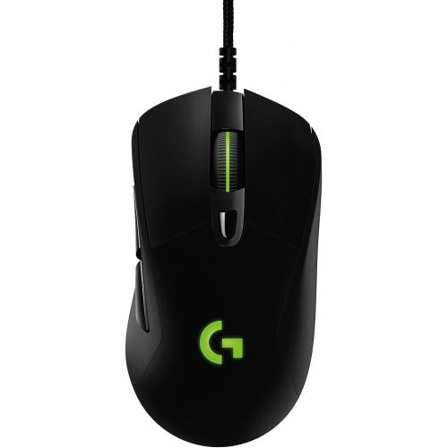 로지텍 Logitech G403 Hero Wired Gaming Mouse, Hero 16K Sensor, 16000 DPI, RGB Backlit Keys, Adjustable Weights, 6 Programmable Buttons, On-Board Memory, Braided Cable, PC/Mac/Laptop - Bla