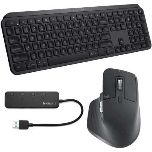 로지텍 Logitech MX Keys Wireless Keyboard with MX Master 3 Wireless Mouse and Knox USB Hub Bundle (3 Items)