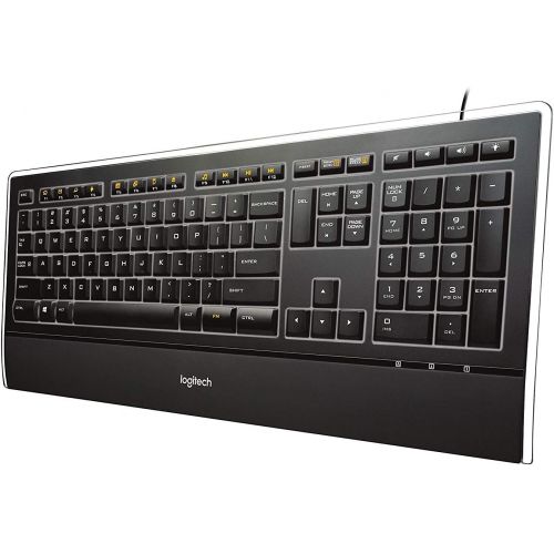 로지텍 Logitech Illuminated Ultrathin Wired Keyboard K740 with Laser-Etched Backlit Keyboard and Soft-Touch Palm Rest?Full-Size Layout Black