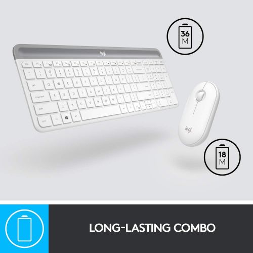 로지텍 Logitech MK470 Slim Wireless Keyboard and Mouse Combo - Low Profile Compact Layout, Ultra Quiet Operation, 2.4 GHz USB Receiver with Plug and Play Connectivity, Long Battery Life -