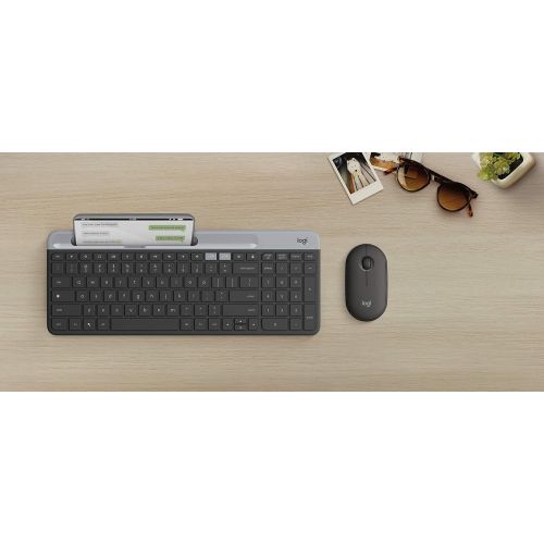 로지텍 Logitech K580 Slim Multi-Device Wireless Keyboard for Chrome OS - Bluetooth/USB Receiver, Easy Switch, 24 Month Battery, Desktop, Tablet, Smartphone, Laptop Compatible